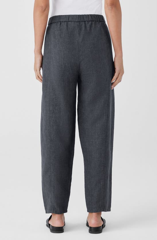 Shop Eileen Fisher Pleated Linen Ankle Lantern Pants In Graphite