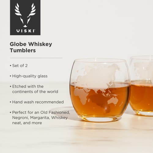 Viski Globe Whiskey Tumblers Set Of 2 In Clear