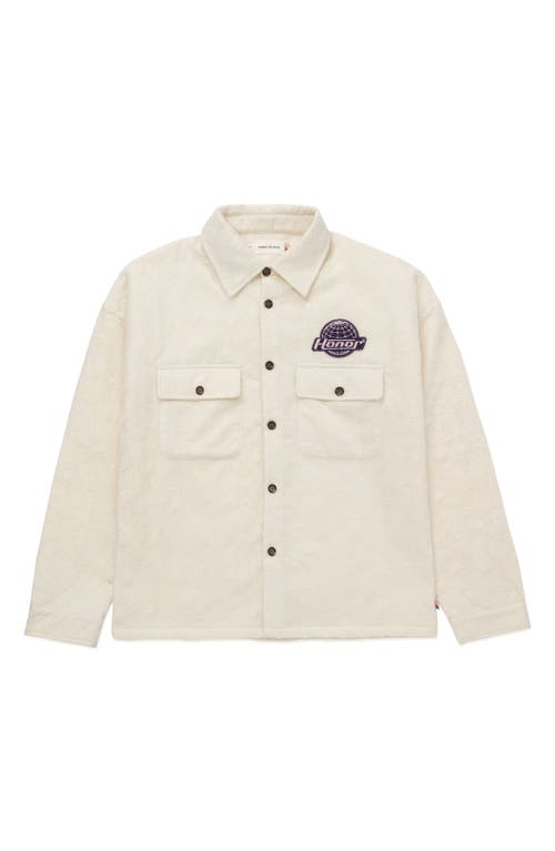 Shop Honor The Gift Textured Floral Button-up Overshirt In Cream