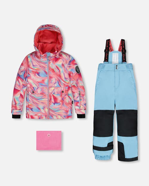 Shop Deux Par Deux Girl's Two Piece Snowsuit Air Blue Printed Marble