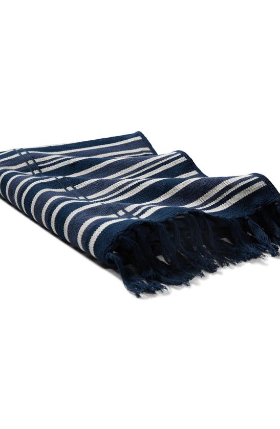 Shop Ralph Lauren Woodford Throw Blanket In True Navy/ Cream