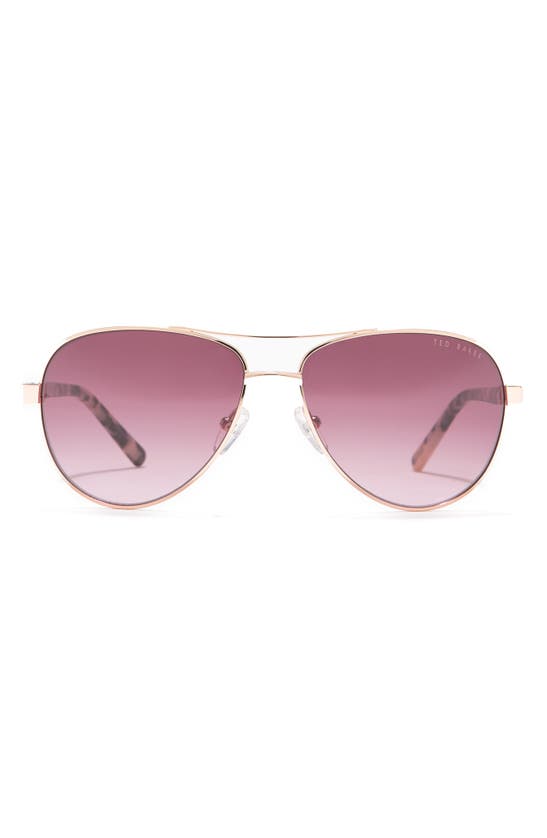 Ted Baker 57mm Metal Frame Aviator Sunglasses In Rose