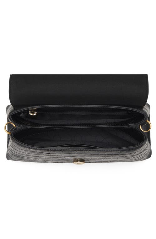 Shop Oryany Lottie Croc Embossed Leather Crossbody Bag In Black
