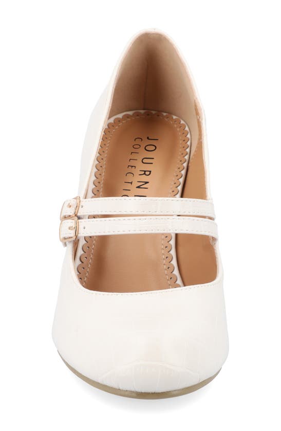 Journee Collection Womens Windy Double Strap Round Toe Block Heel Mary Jane Pumps In Ivory Croco
