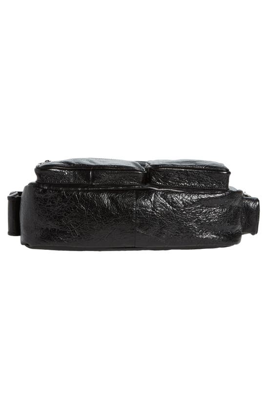 Shop Balenciaga Superbusy Crinkle Leather Messenger Bag In Black