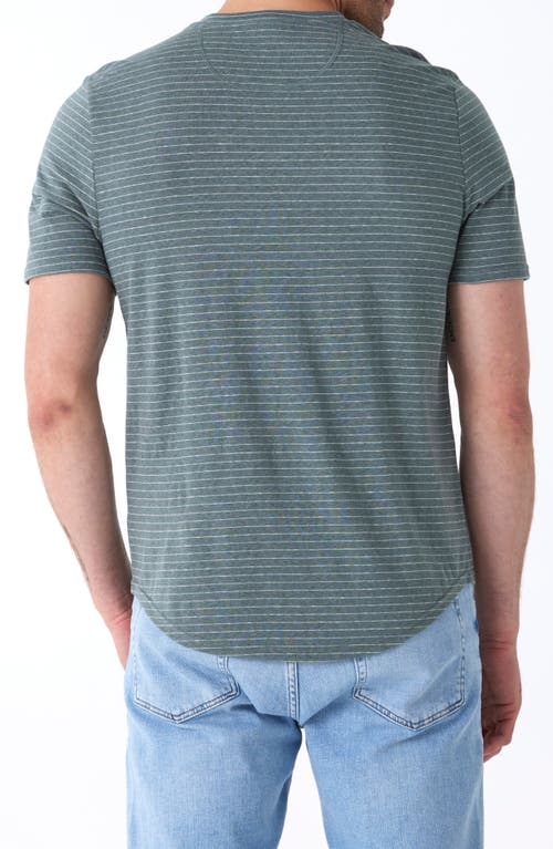 Shop Threads 4 Thought Stripe Short Sleeve Henley In Seagrass/ecru