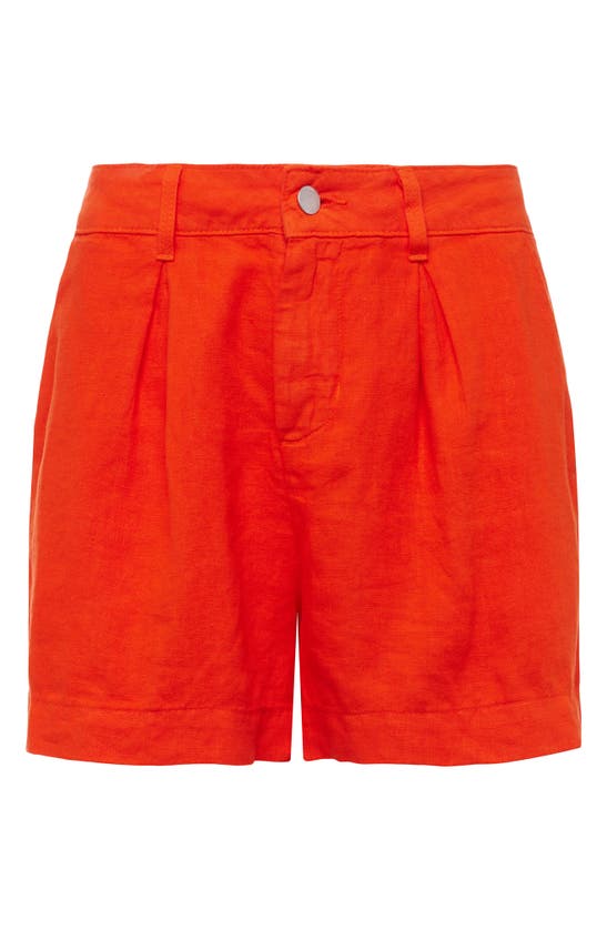 L Agence Zahari Linen Shorts In Cherry Tomato