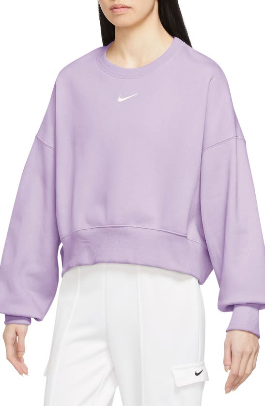 Shop Nike Phoenix Fleece Crewneck Sweatshirt In Violet Mist/ Sail