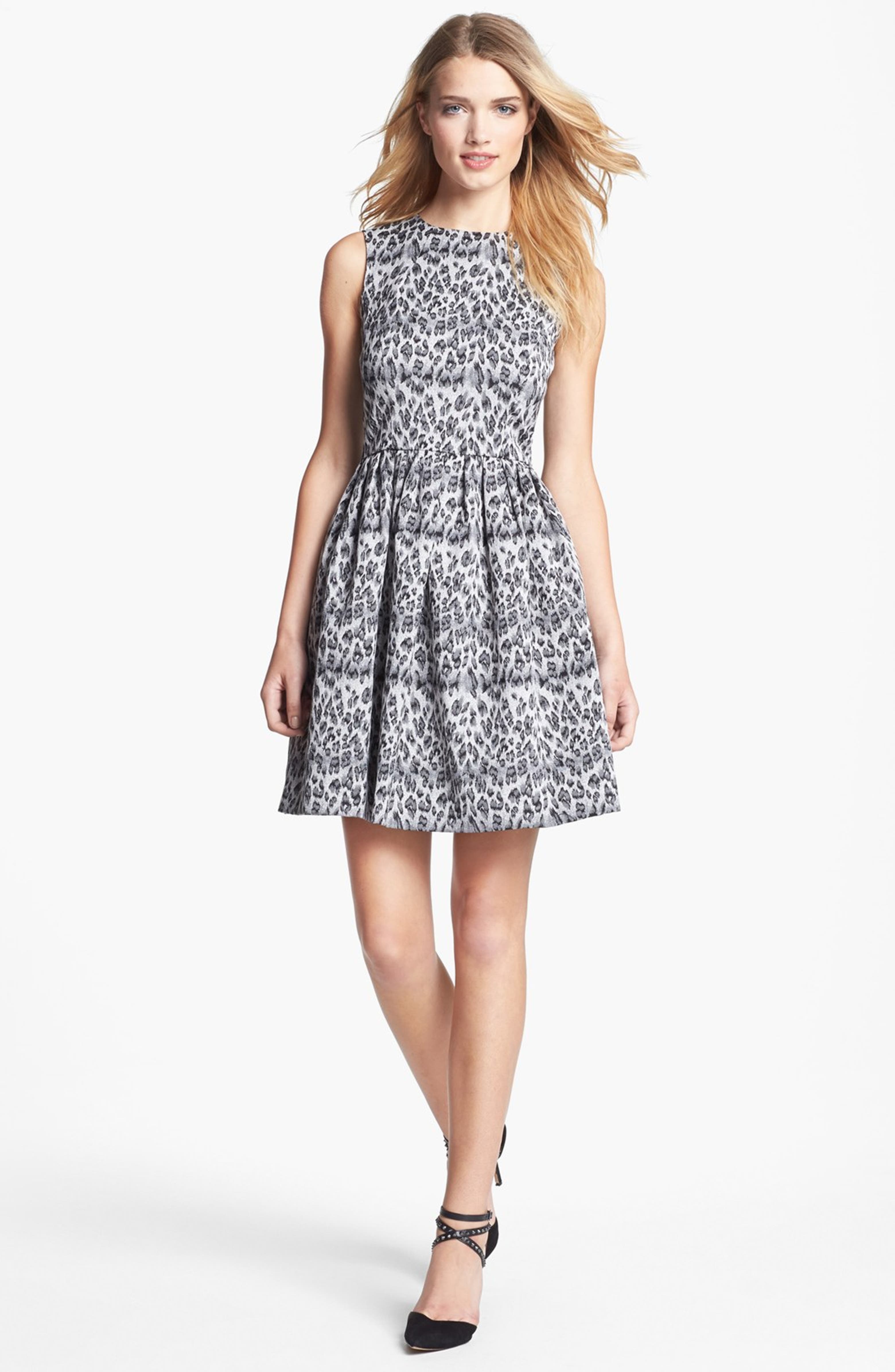 Taylor Dresses Sleeveless Jacquard Fit & Flare Dress (Regular & Petite ...
