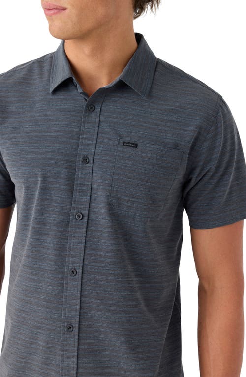 Shop O'neill Trvlr Stripe Short Sleeve Performance Button-up Shirt In Black