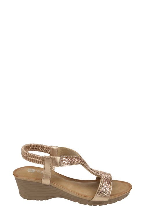 Good Choice New York Celestia Embellished Ankle Strap Wedge Sandal In Rose Gold