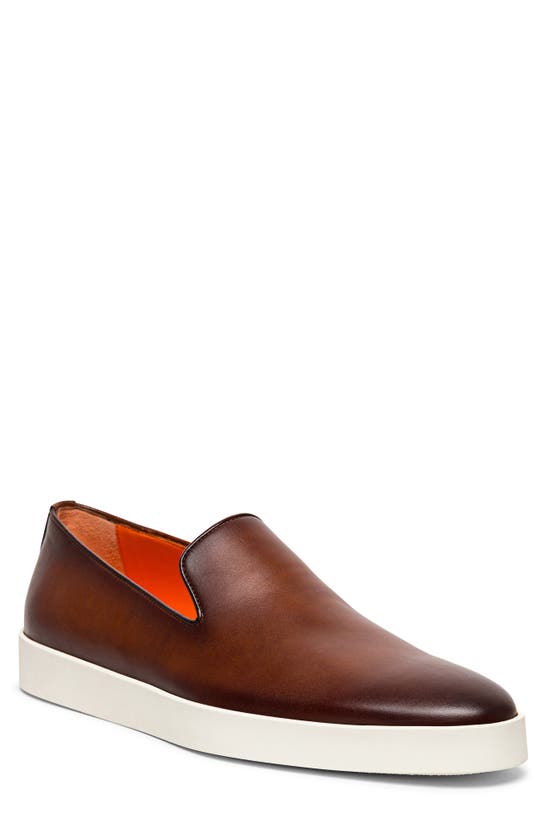 Shop Santoni Pancia Slip-on Sneaker In Brown-m48