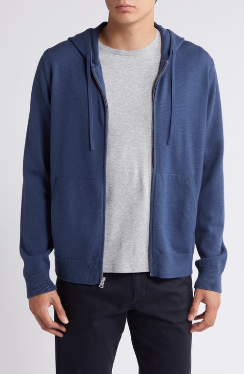 Shop Vince Modern Wool, Cotton & Cashmere Zip-up Hoodie Sweater In Nocturne