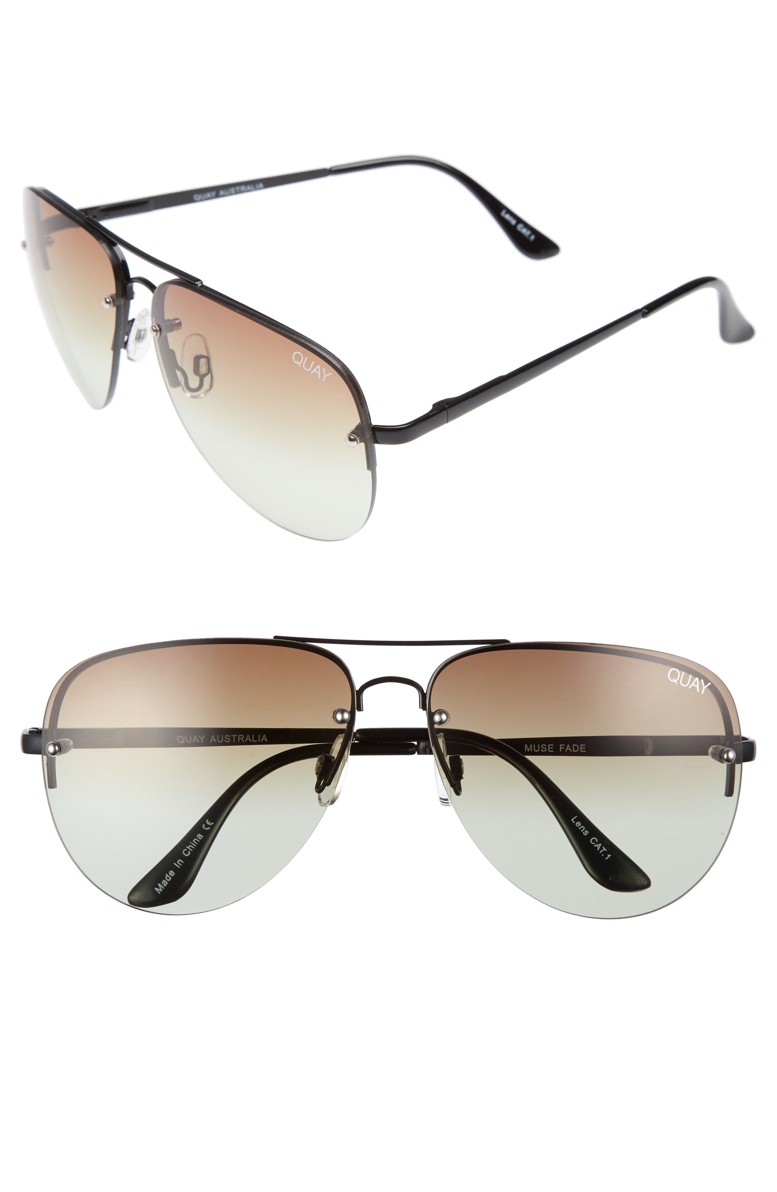 Quay Australia Muse Fade 62mm Aviator Sunglasses Nordstrom