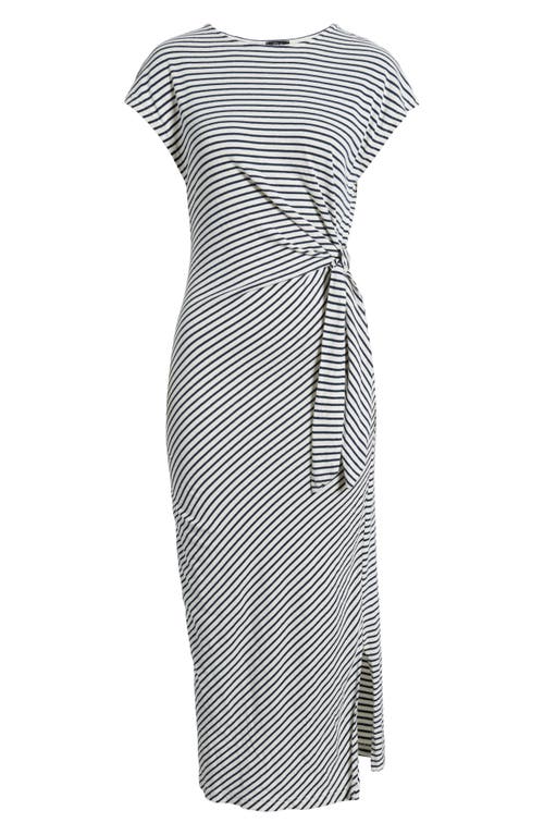 Shop Rails Selah Tie Waist Dress In Ivory Navy Micro Stripe