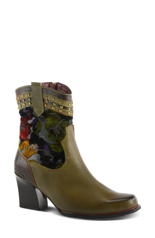 Shop L'artiste By Spring Step Spring Step Happytime Western Bootie In Olive Multi