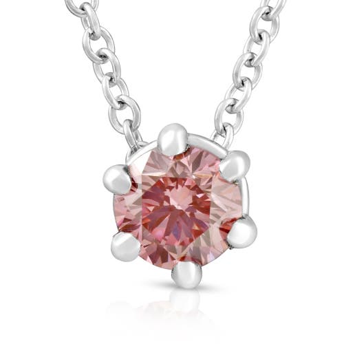 Bliss Diamond 1/4ct Pink Diamond Solitaire Floating Pendant 14k Gold Lab Grown Necklace In 14k White Gold