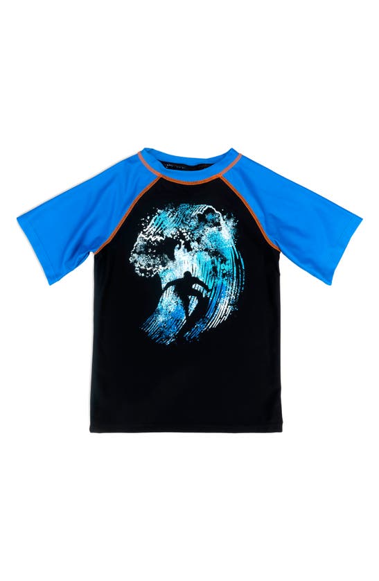 Appaman Kids' Boy's Wave Graphic Rashguard Swim Top In Blue