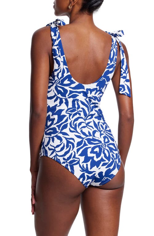 Shop Hanky Panky Scoop One-piece Swimsuit In Poolside Blue Print