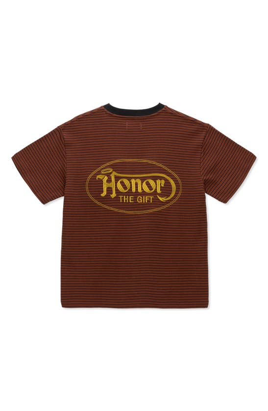 Shop Honor The Gift Smoky Stripe Short Sleeve T-shirt In Terra Cotta