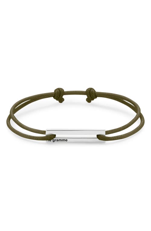 Shop Le Gramme 1.7g Sterling Silver & Cord Bracelet In Silver/khaki