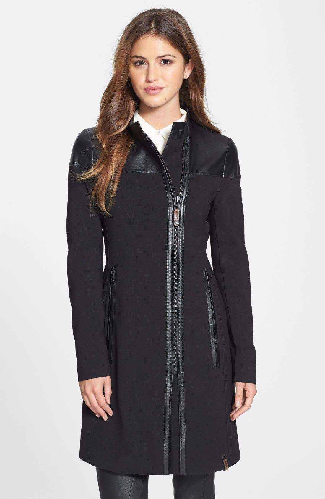 Rudsak 'Myranda' Leather Trim Coat Nordstrom