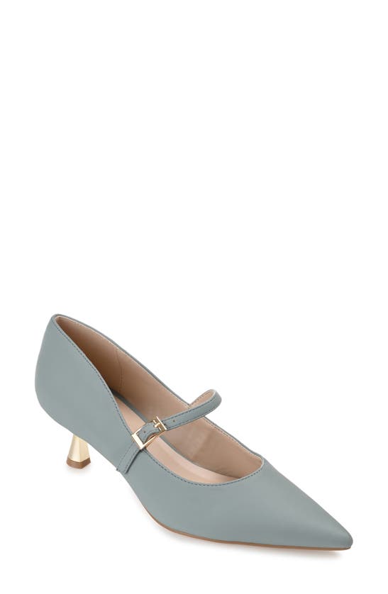 Journee Collection Womens Manza Kitten Heel Mary Jane Pointed Toe Pumps In Blue