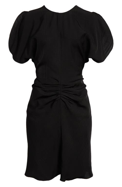 Shop Victoria Beckham Ruched Puff Sleeve Minidress In Black