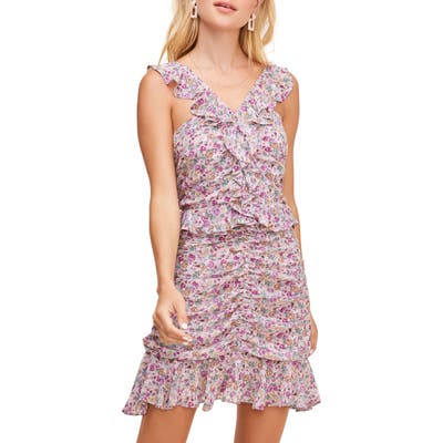 Astr The Label Zinnia Floral Print Minidress, Purple