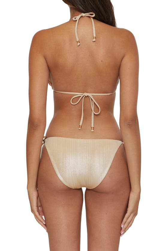 Shop Becca Origami Side Tie Bikini Bottoms In Taupe