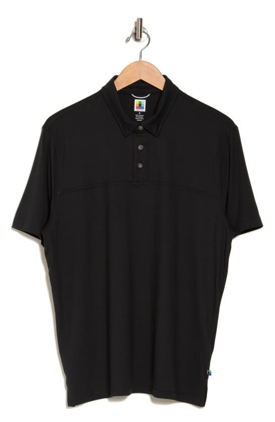 Shop Union Denim Sanded Jersey Polo In Black
