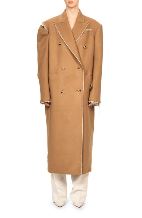 Interior The Riley Raw Edge Deconstructed Long Wool Coat Camel at Nordstrom,