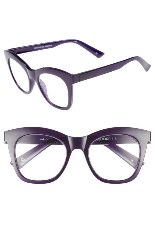 The Book Club Harlot's Bed 51mm Blue Light Blocking Reading Glasses in Deep Purple at Nordstrom, Size 0