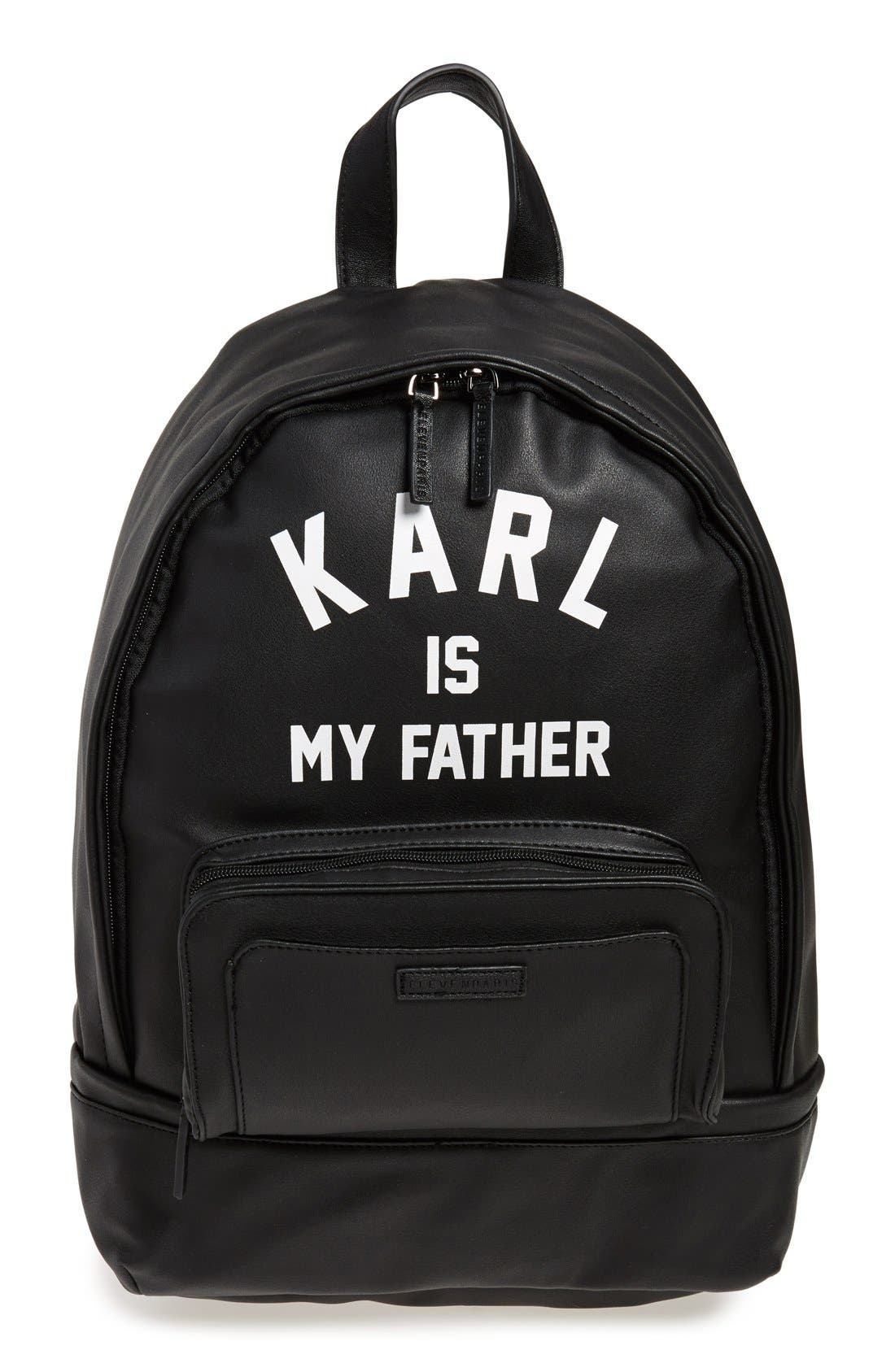 ELEVENPARIS 'Karl is My Father' FauxLeather Backpack with Rain Cover