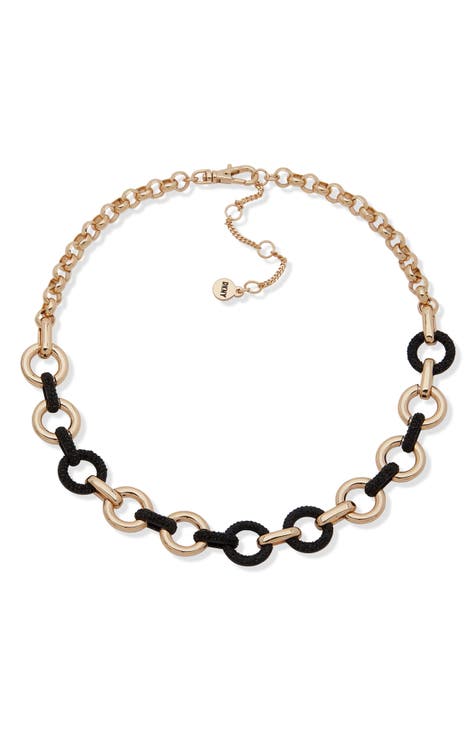 Two-Tone Pavé Crystal Link Collar Necklace