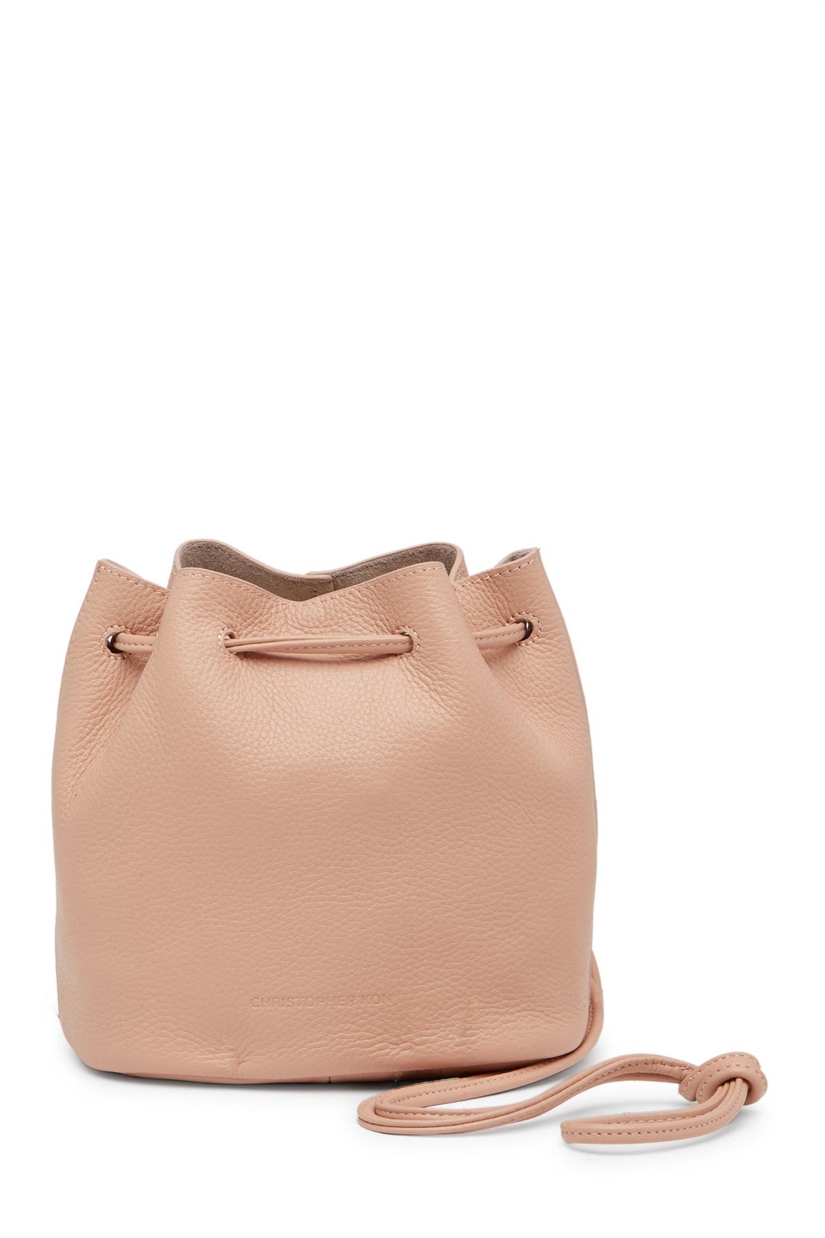 leather drawstring bucket bag
