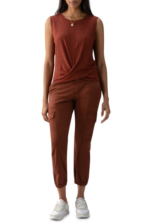 Sanctuary Twisted Cotton Blend Slub Jersey Tank In Rich Clay