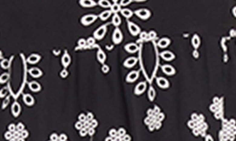 Shop Karen Kane Sleeveless Cotton Eyelet Dress In Black W/ Off White