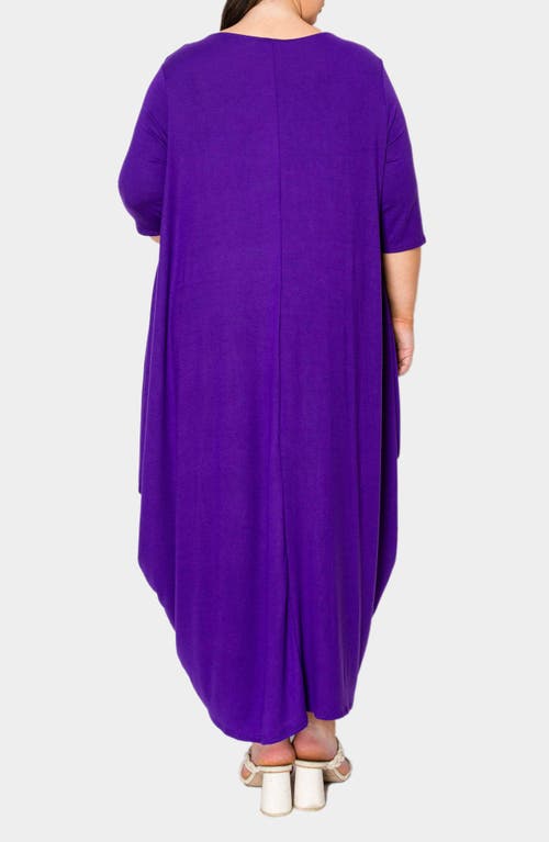 Shop L I V D Evelyn Bubble Hem Jersey Midi Dress In Purple