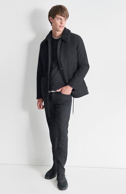 Dkny Faux Shearling Lined Chore Jacket In Black