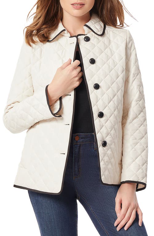 Shop Jones New York Quilted Mixed Media Coat In Jones White/jones Black