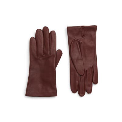 Nordstrom Lambskin Leather Gloves, Burgundy