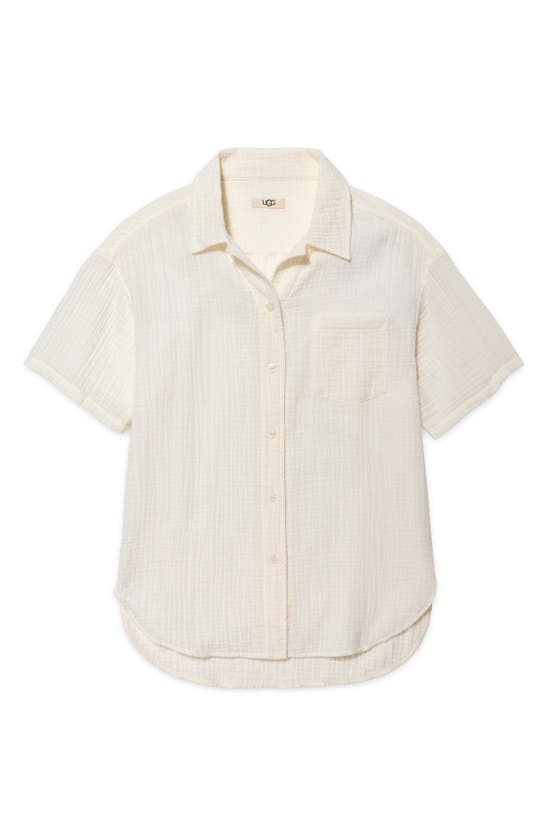 Shop Ugg Embrook Short Sleeve Cotton Gauze Pajama Top In Nimbus