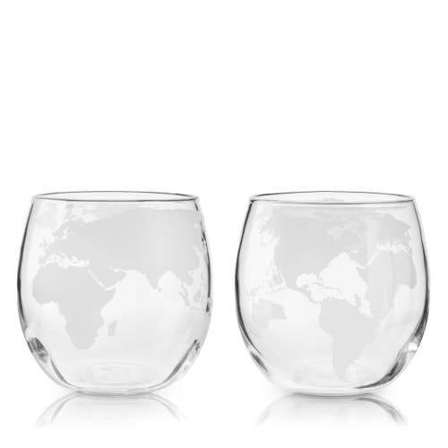 Viski Globe Whiskey Tumblers Set Of 2 In Clear
