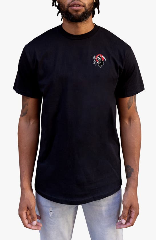 Shop Riot Society Reaper Kanji Cotton T-shirt In Black