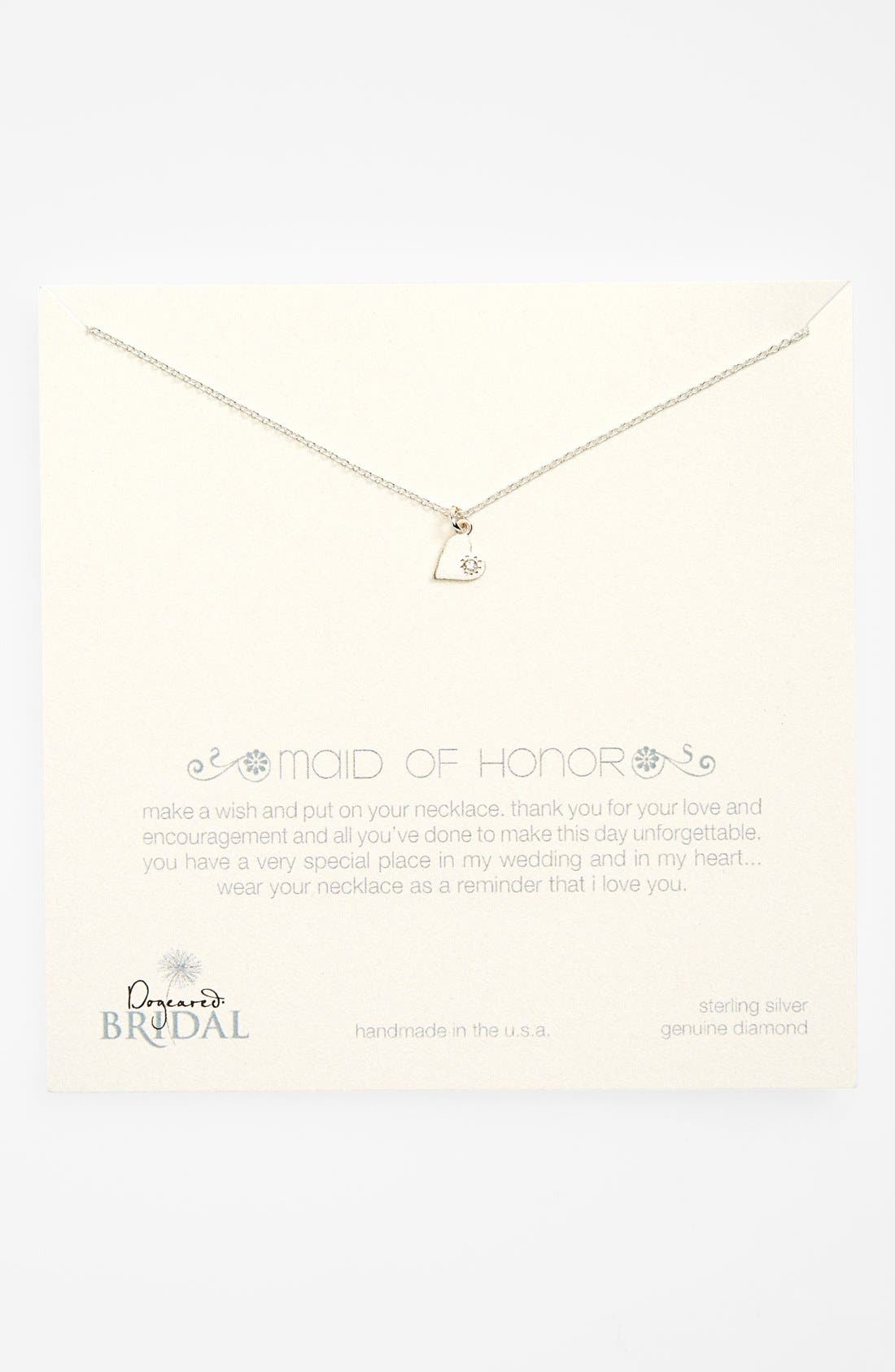 Dogeared 'Maid of Honor Heart' Pendant Necklace (Nordstrom Exclusive