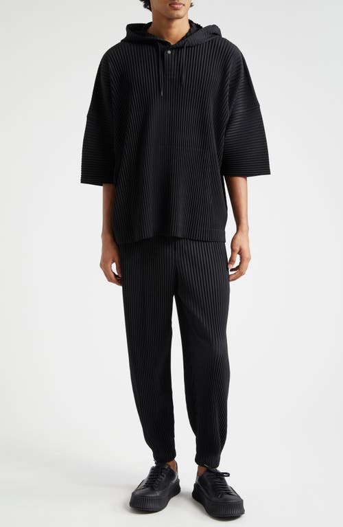 Shop Issey Miyake Homme Plissé  Mc June Pleated Hoodie In Black