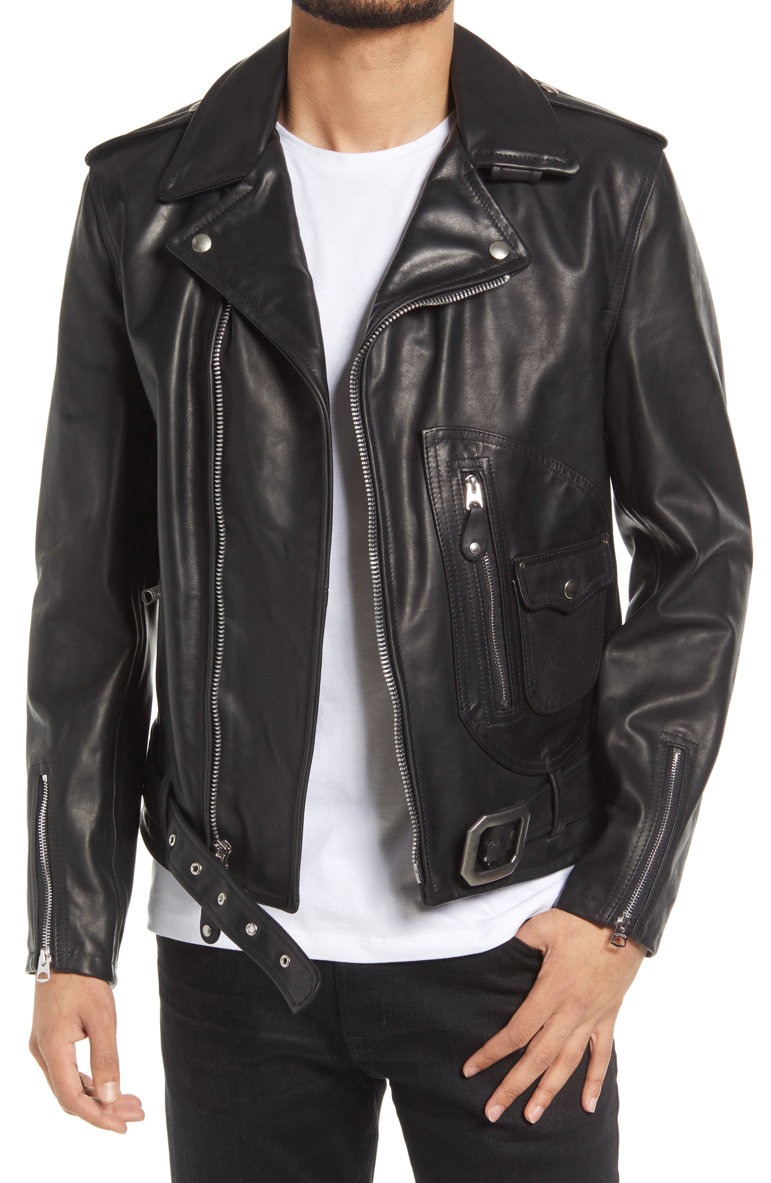 schott black leather jacket