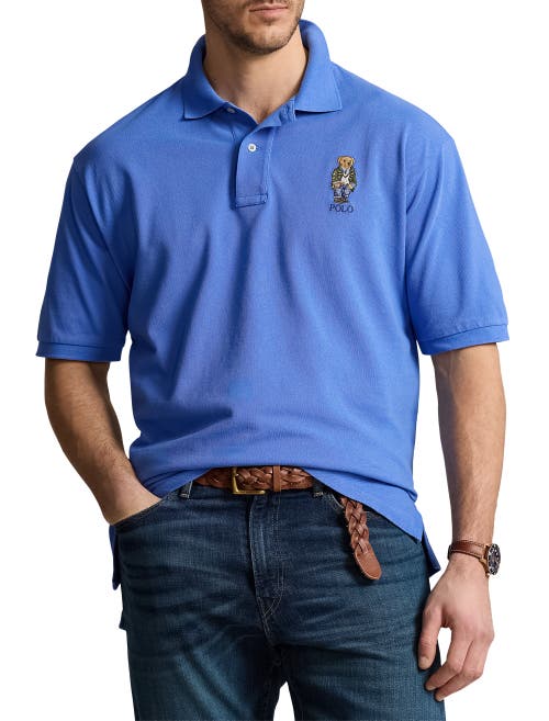 Shop Polo Ralph Lauren Heritage Bear Mesh Polo Shirt In New England Blue