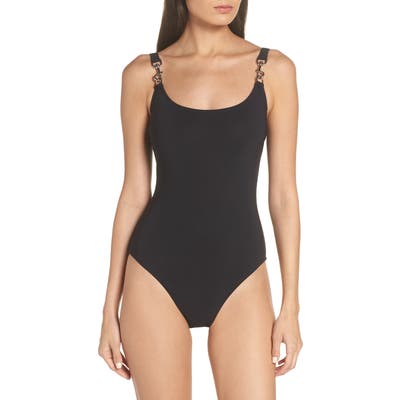 Tory Burch Clip Tank One-Piece Swimsuit, Black